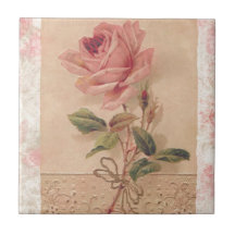 Französische viktorianische rosa Rose Keramikkacheln