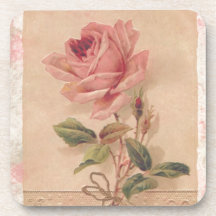 Französische viktorianische rosa Rose Getränke Untersetzer