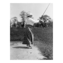 Frau, die Vintage Mode, 1910s Golf spielt poster