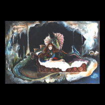 Frau mit Drachen poster