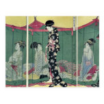 Frau mit einem Besucher durch Kitagawa, Utamaro Uk Postkarten