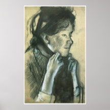 Frau, welche die Bänder auf ihrem Hut, Edgar Degas Plakatdruck