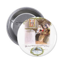 Frauen, die im Kirchen-Vintagen Weihnachten singen Anstecknadelbuttons