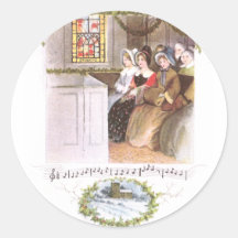 Frauen, die im Kirchen-Vintagen Weihnachten singen Sticker