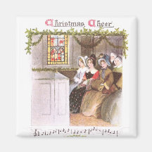 Frauen, die im Kirchen-Vintagen Weihnachten singen Kühlschrankmagnet