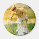 Frauen-Sammeln-Blumen Kühlschrankmagnet