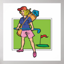 Frauengolfspielergraphik Plakatdrucke