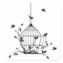 Freie Vögel mit offenem Birdcage aufkleber