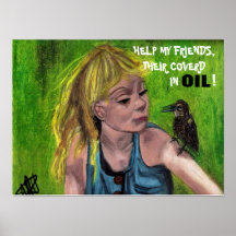 FREUNDE BEDECKT MIT ÖL-Plakat