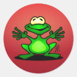 Freundlicher grüner Frosch Runde Aufkleber