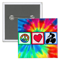 Frieden, Liebe, fahrend rad Buttons