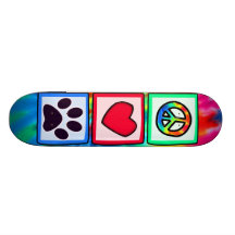 Frieden, Liebe, Hund; Pawprint Personalisiertes Skateboard