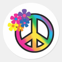 Frieden und Blumen Runde Sticker