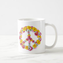 Friedenszeichen mit Blumen Kaffeetasse