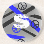 Friedenszeichenmit Monogramm Grunge-graues Schwarz Getränke Untersetzer