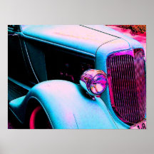 Frisiertes Auto blaues rosa Colorized Poster