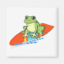 Froggy auf einem Surfbrett Kühlschrankmagnete