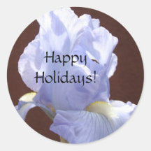 Frohe Feiertage! Aufkleber blaue Iris-Blumen-Karte