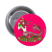 Frohe Meerjungfrau-Weihnachten Anstecknadel