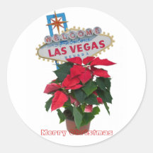 Frohe Weihnachten Las Vegass/Poinsettia-Aufkleber