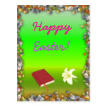 Fröhliche Ostern mit Bibel-und Blume Postkarte