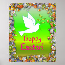 Fröhliche Ostern mit Tauben-Plakat