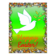 Fröhliche Ostern mit Tauben-Postkarte