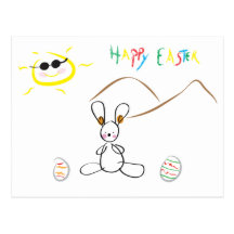 Fröhliche Ostern - niedliches Kinderzeichnen Postkarten