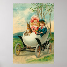 Fröhlichen Ostern zu Ihnen Eierschalen-Auto Plakate