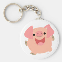 Fröhliches Cartoon-Schwein keychain Schlüsselanhänger