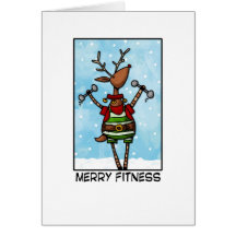 Fröhliches Fitness-Ren Karte