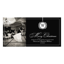 Fröhliches Schwarz-weißes Monogramm der Weihnachts Photo Karte