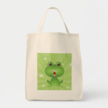 Frosch-amphibisch grüne Frosch-niedliches Cartoon- Leinentasche