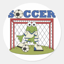 Frosch-Fußball-Tormann-T-Shirts und Geschenke Runde Aufkleber