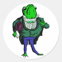 frosch im frack frog in tailcoat runde sticker