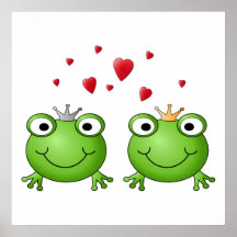 Frosch-Prinz und Frosch-Prinzessin, mit Herzen Posterdrucke