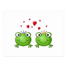 Frosch-Prinz und Frosch-Prinzessin, mit Herzen Postkarten