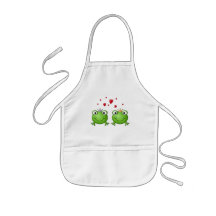 Frosch-Prinz und Frosch-Prinzessin, mit Herzen Schürze