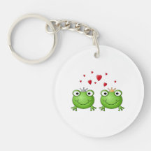 Frosch-Prinz und Frosch-Prinzessin, mit Herzen Schlüssel Anhänger