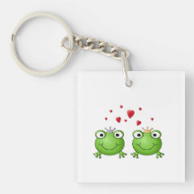 Frosch-Prinz und Frosch-Prinzessin, mit Herzen Schlüsselring