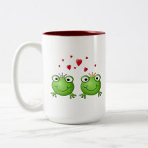 Frosch-Prinz und Frosch-Prinzessin, mit Herzen Haferl