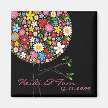 Frühlings-Blumen-Pop-Baum wunderlich Save the Date Magnete