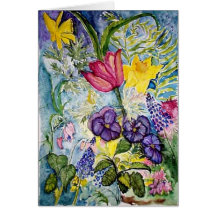 Frühlings-Garten-Aquarell-Karte