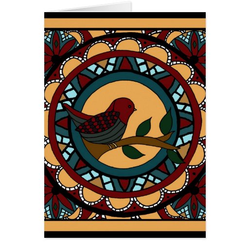 Frühlings-Vogel Mandala-Gruß Karte