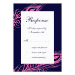 Fuchsia & Navy Feathers RSVP Invitation