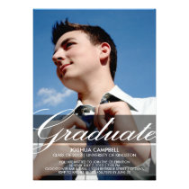 Full Photo With Text Grad Announcement - Black einladungen