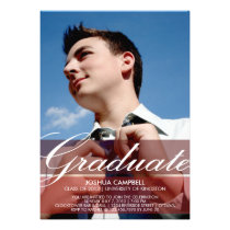 Full Photo With Text Grad Announcement - Red einladungen