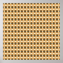 Fun Fall Brown and Orange Cloud and Circle Pattern Poster