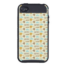 Fun Fall Harvest with Leafs and Cloud Pattern iPhone 4 Cases