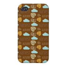 Fun Fall Harvest with Leafs and Cloud Pattern iPhone 4/4S Cover